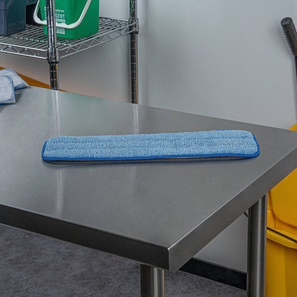 Clean Tek Professional Blue Microfiber Hook and Loop Wet / Dry Mop Pad - 17 1/2" - 1 count box