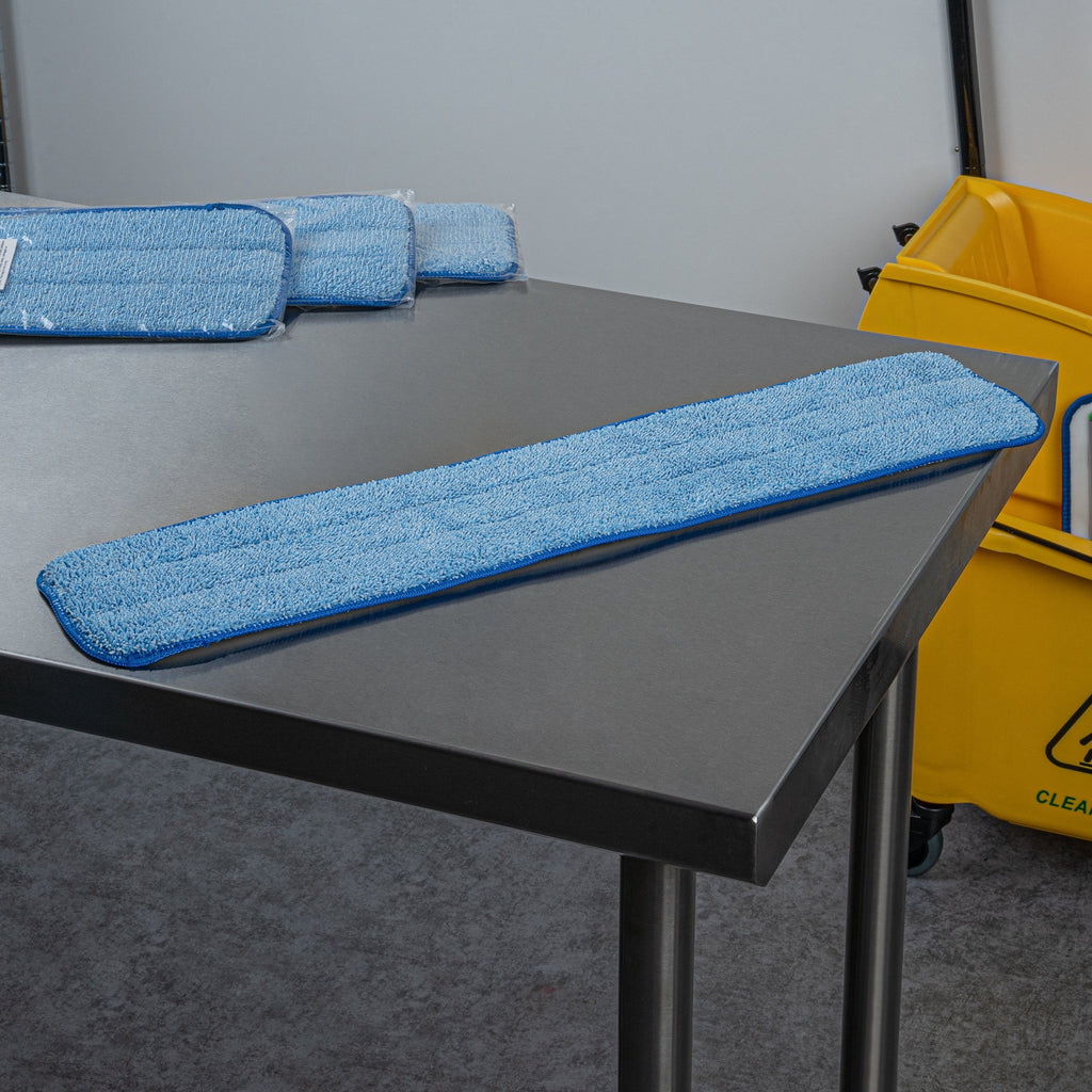 Clean Tek Professional Blue Microfiber Hook and Loop Wet / Dry Mop Pad - 25 1/2" - 1 count box