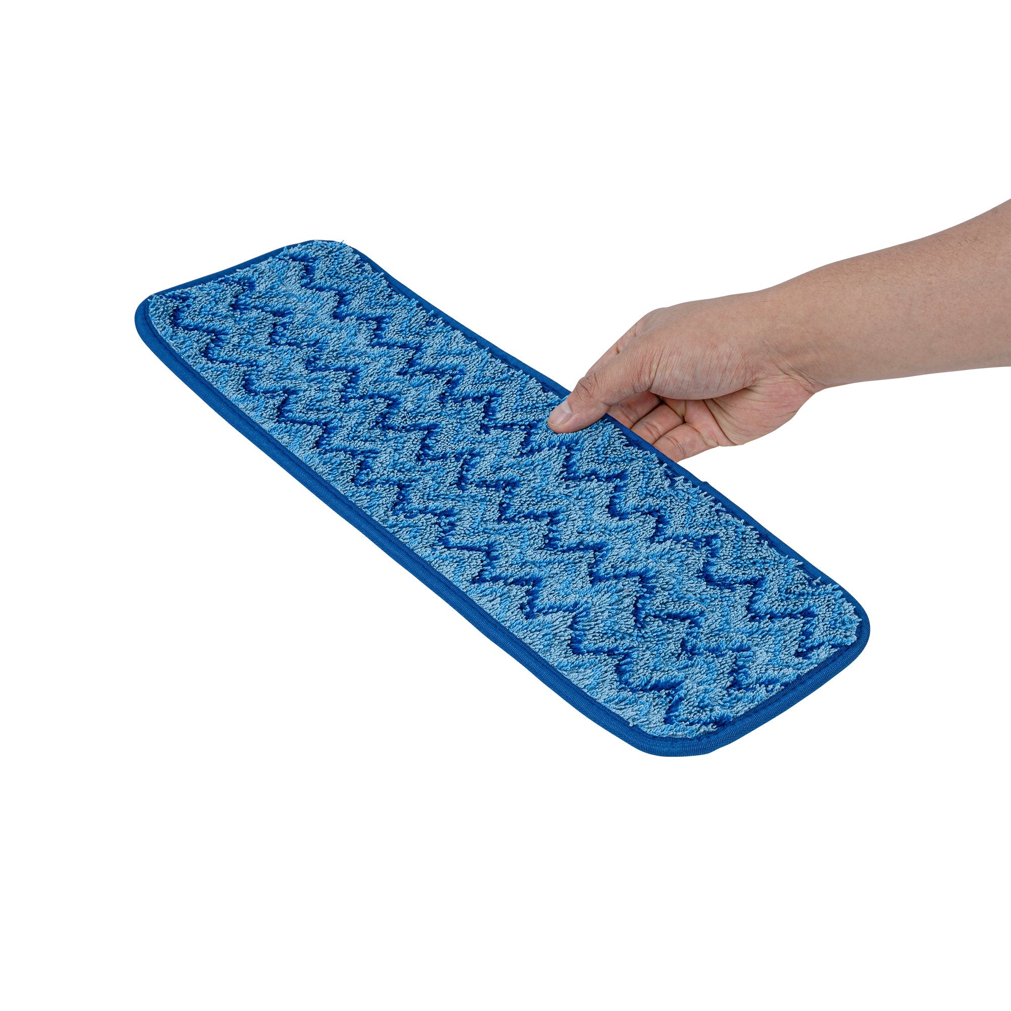 Clean Tek Professional Blue Microfiber Hook and Loop Wet / Dry Mop Pad - Zig Zag - 17 1/2" - 1 count box