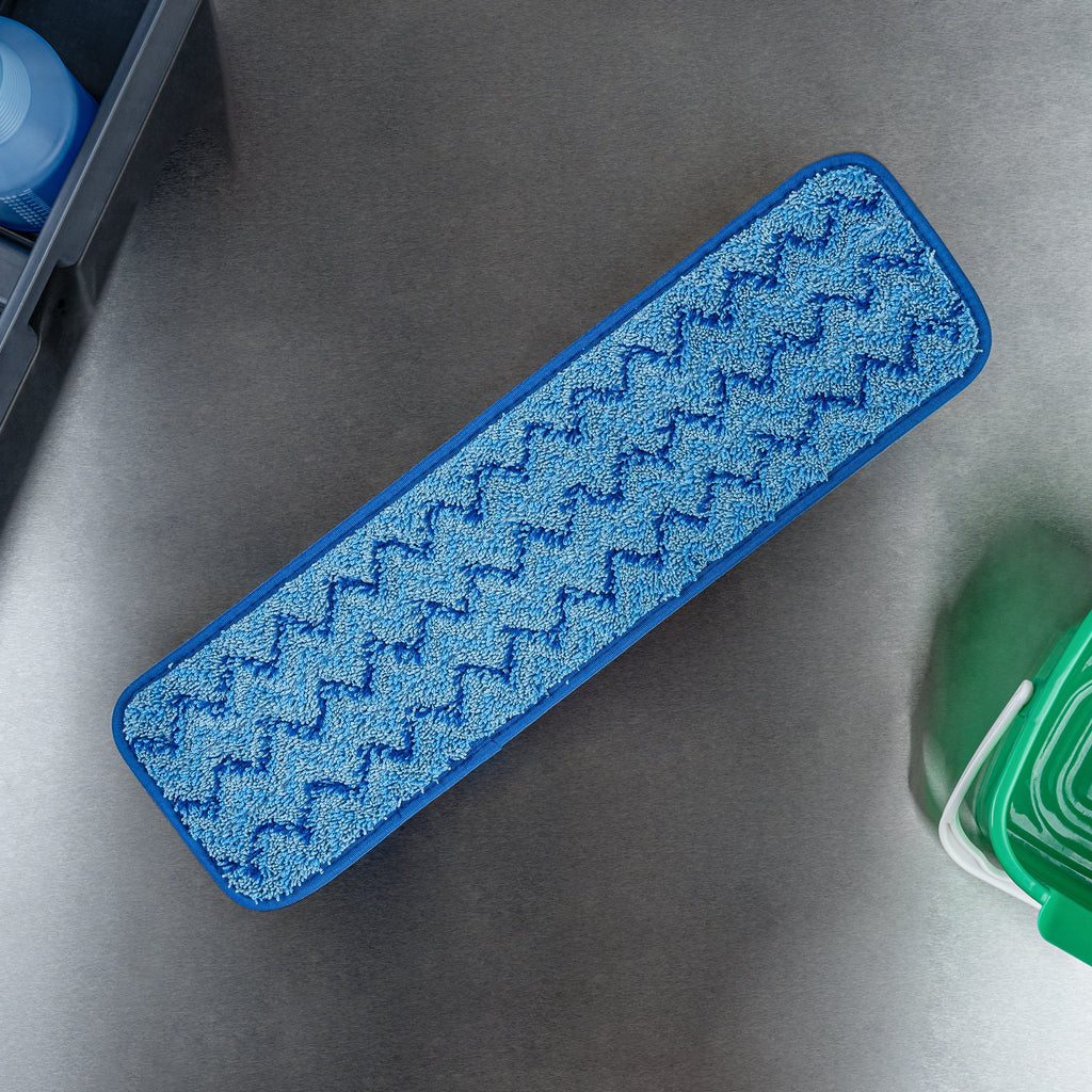 Clean Tek Professional Blue Microfiber Hook and Loop Wet / Dry Mop Pad - Zig Zag - 19 1/2" - 1 count box