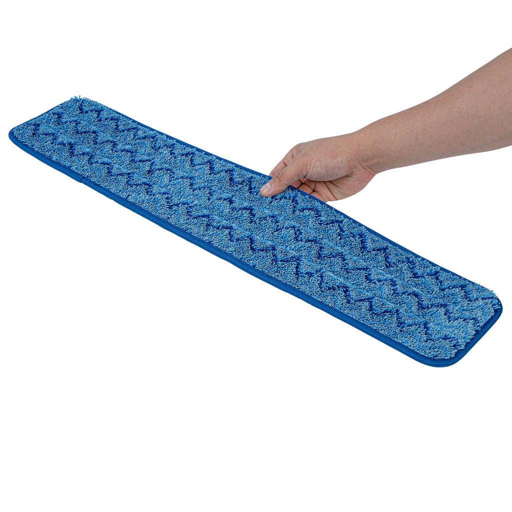 Clean Tek Professional Blue Microfiber Hook and Loop Wet / Dry Mop Pad - Zig Zag - 25 1/2" - 1 count box