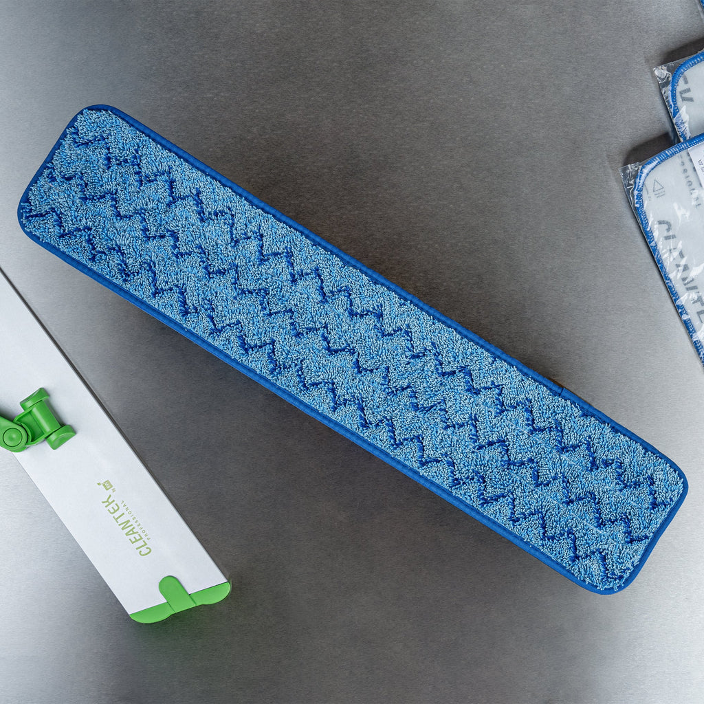 Clean Tek Professional Blue Microfiber Hook and Loop Wet / Dry Mop Pad - Zig Zag - 25 1/2" - 1 count box