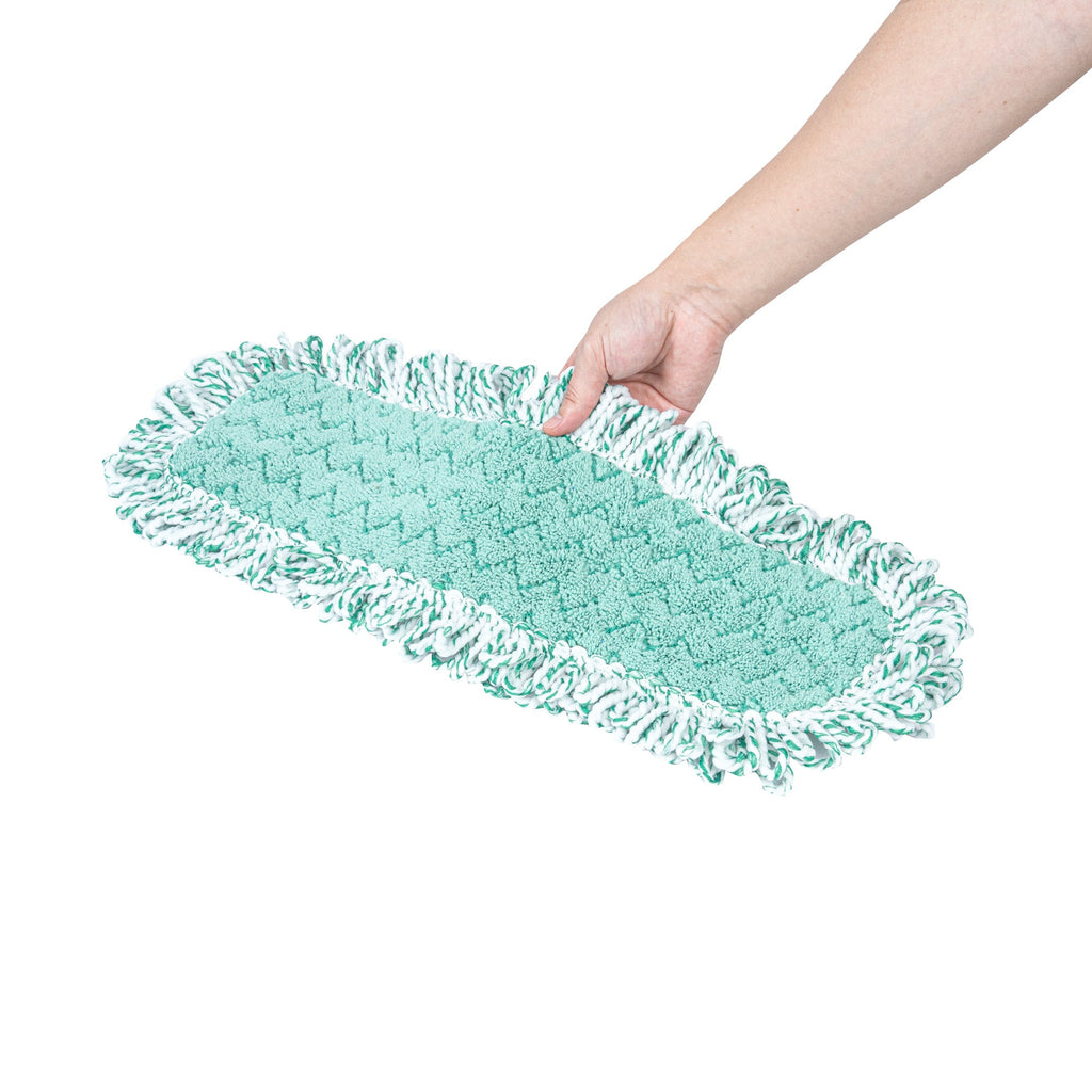 Clean Tek Professional Green Microfiber Fringed Dust Mop Pad - Zig Zag - 22" - 1 count box