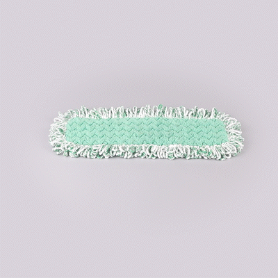 Clean Tek Professional Green Microfiber Fringed Dust Mop Pad - Zig Zag - 22" - 1 count box