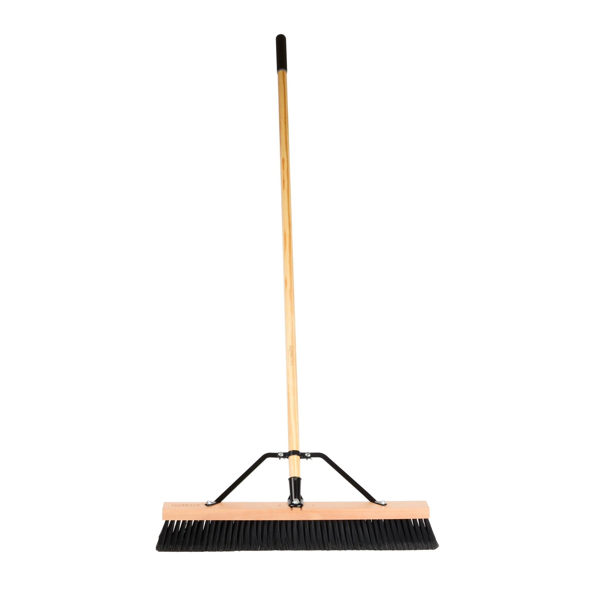 Clean Tek Professional 24" Contractor / Push Broom - with Fine Flagged Bristles, 60" Wood Handle - 1 count box