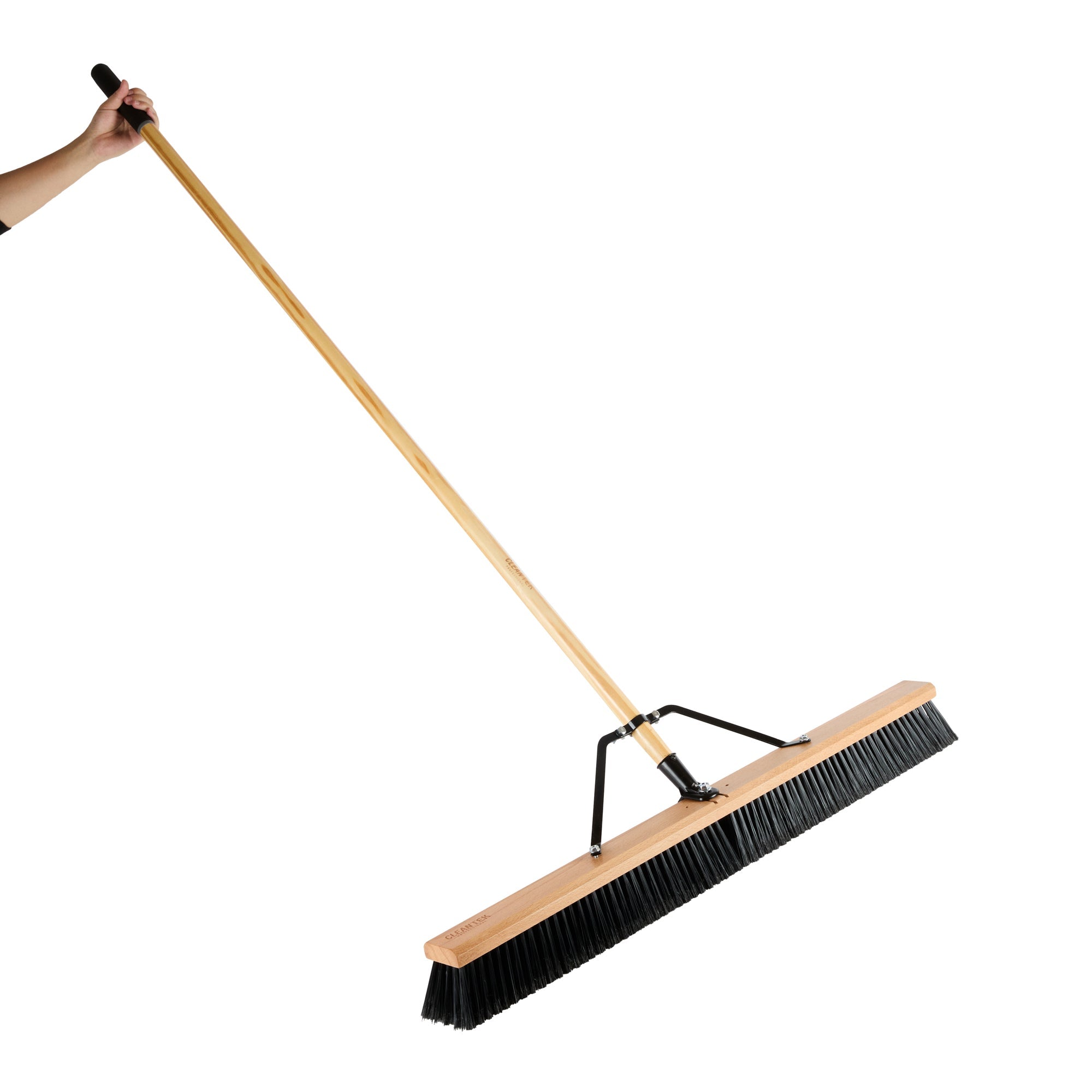Clean Tek Professional 36" Contractor / Push Broom - with Fine Flagged Bristles, 60" Wood Handle - 1 count box