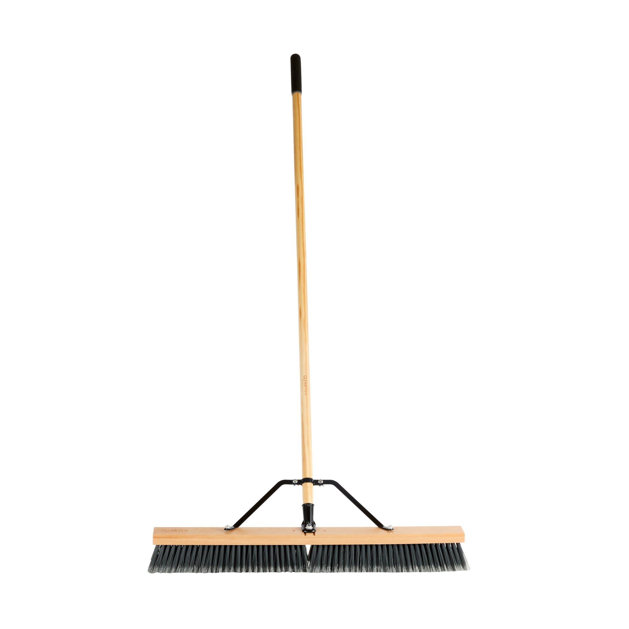 Clean Tek Professional 30" Contractor / Push Broom - with Medium Flagged Bristles, 60" Wood Handle - 1 count box