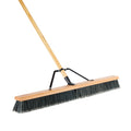 Clean Tek Professional 36" Contractor / Push Broom - with Medium Flagged Bristles, 60" Wood Handle - 1 count box