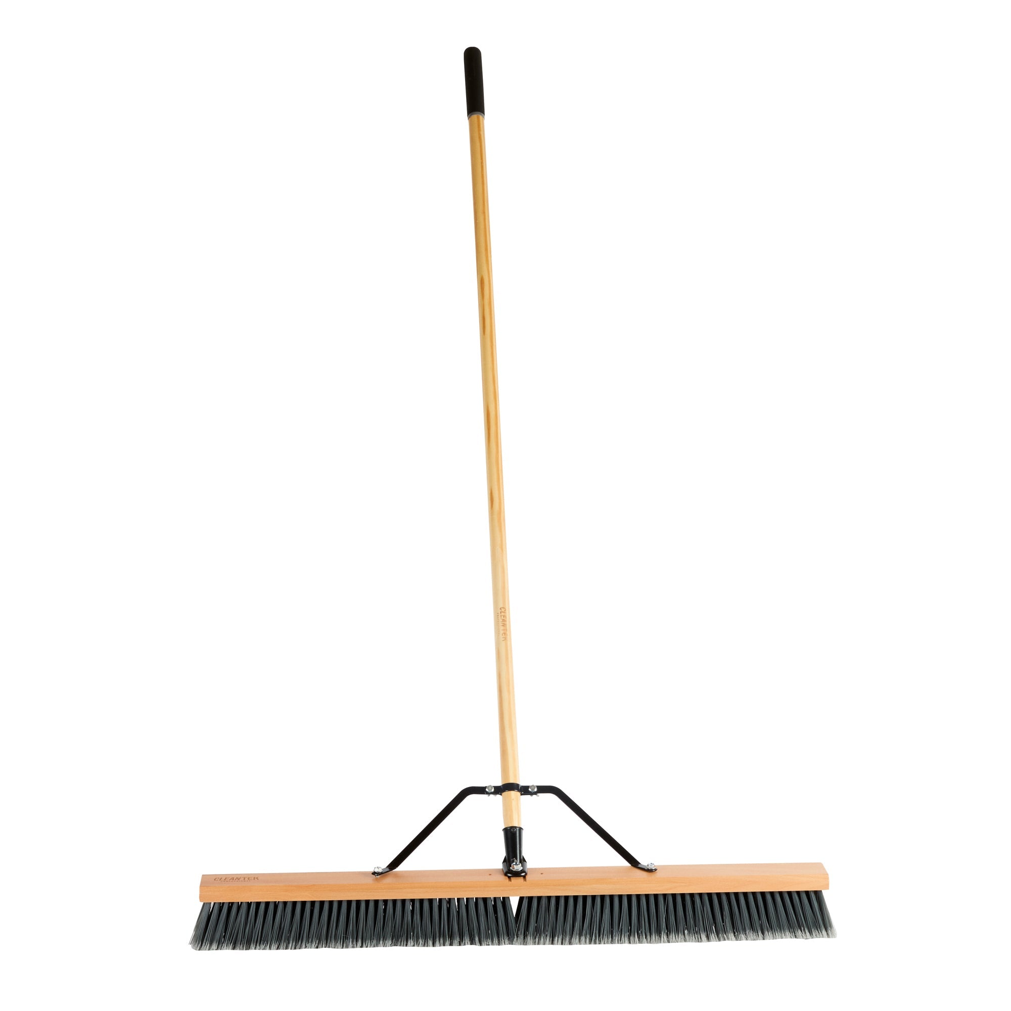 Clean Tek Professional 36" Contractor / Push Broom - with Medium Flagged Bristles, 60" Wood Handle - 1 count box