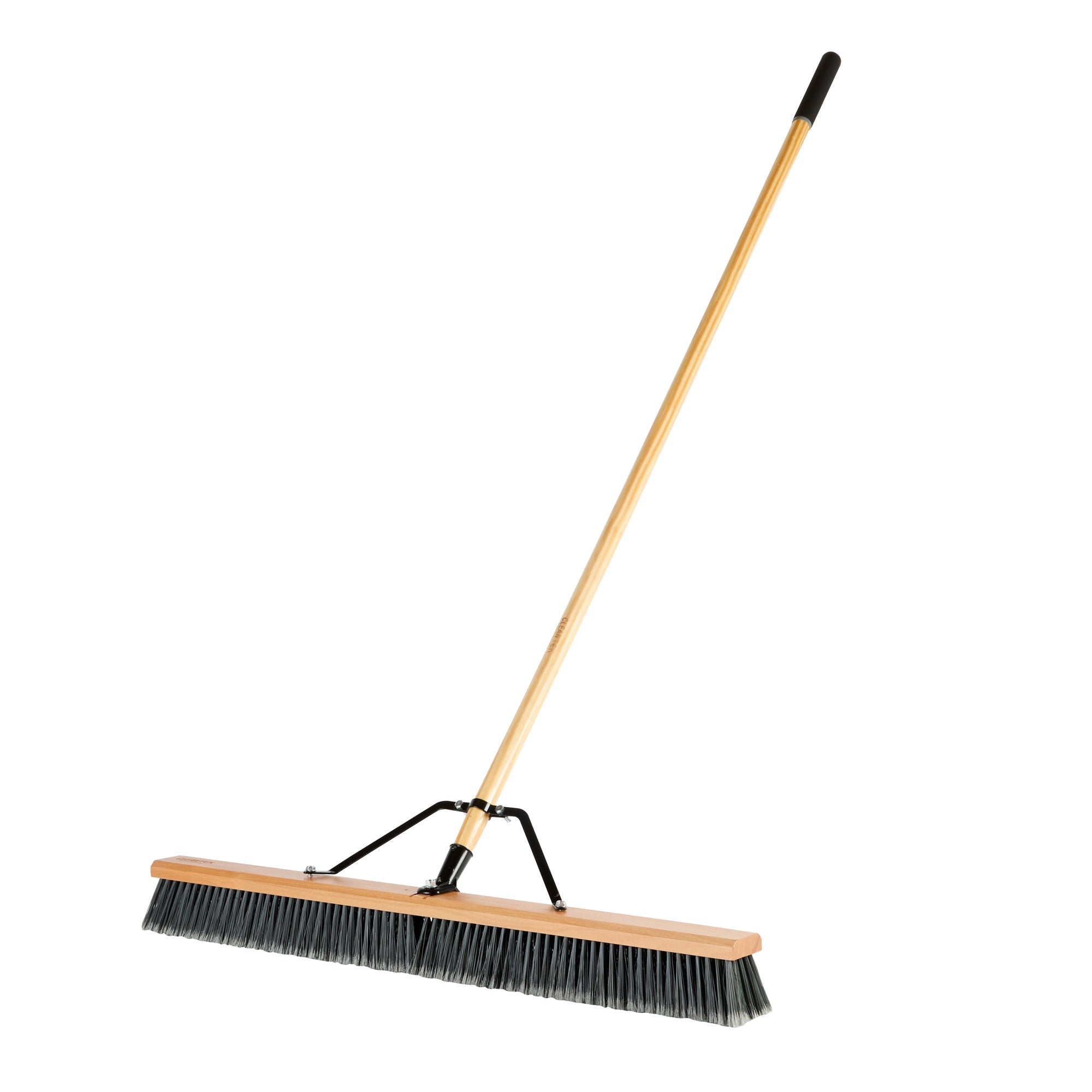 Clean Tek Professional 36" Contractor / Push Broom - with Medium Flagged Bristles, 60" Wood Handle - 1 count box