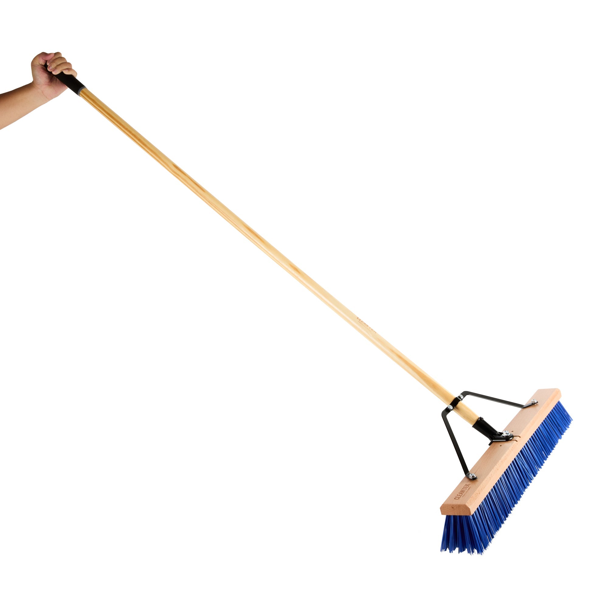 Clean Tek Professional 24" Contractor / Push Broom - with Heavy Flagged Bristles, 60" Wood Handle - 1 count box