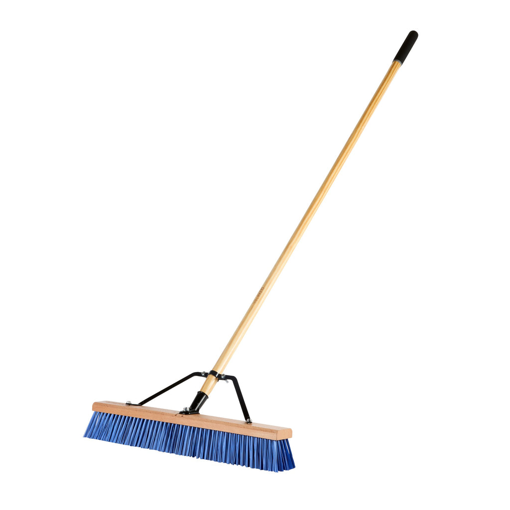 Clean Tek Professional 24" Contractor / Push Broom - with Heavy Flagged Bristles, 60" Wood Handle - 1 count box