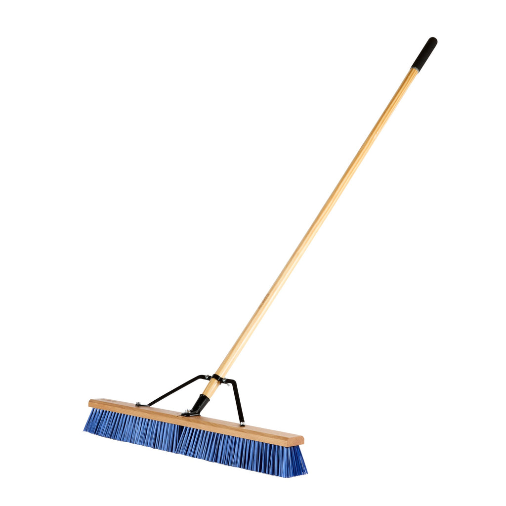 Clean Tek Professional 30" Contractor / Push Broom - with Heavy Flagged Bristles, 60" Wood Handle - 1 count box