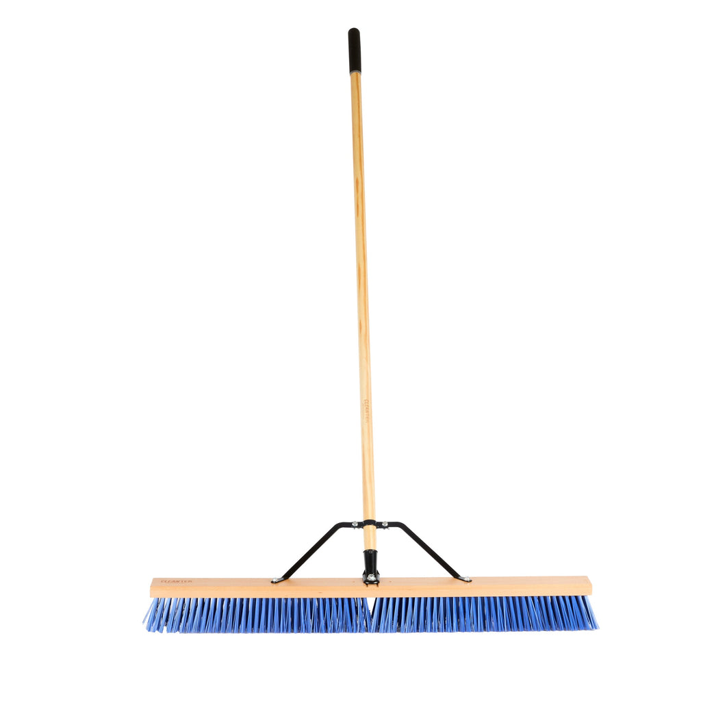 Clean Tek Professional 36" Contractor / Push Broom - with Heavy Flagged Bristles, 60" Wood Handle - 1 count box