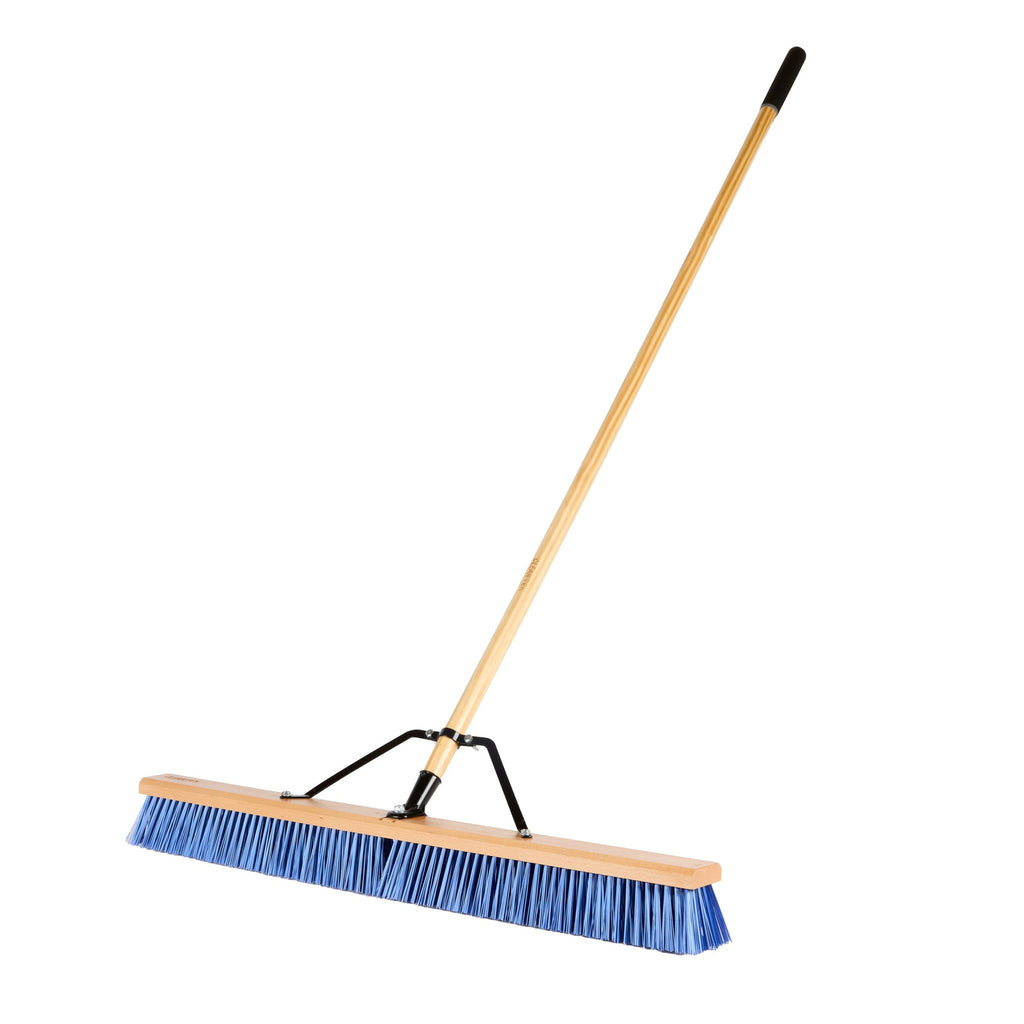 Clean Tek Professional 36" Contractor / Push Broom - with Heavy Flagged Bristles, 60" Wood Handle - 1 count box