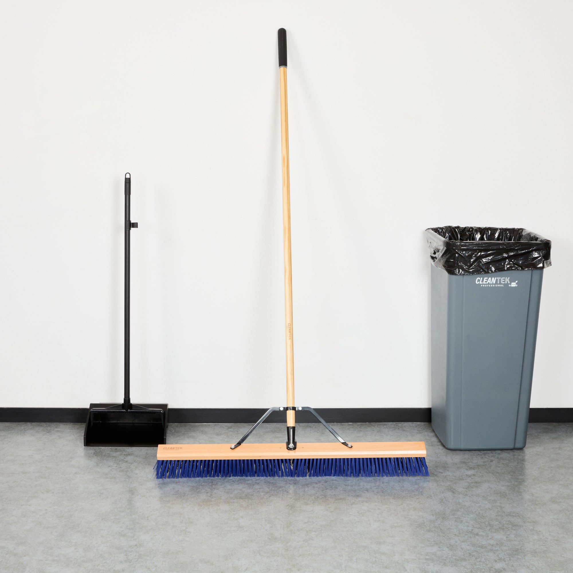 Clean Tek Professional 36" Contractor / Push Broom - with Heavy Flagged Bristles, 60" Wood Handle - 1 count box