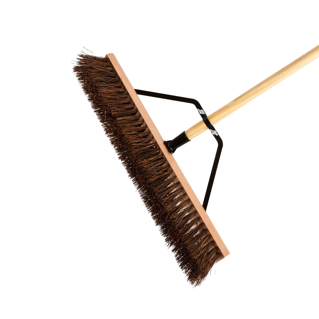 Clean Tek Professional 24" Garage / Push Broom - with Palmyra Unflagged Bristles, 60" Wood Handle - 1 count box