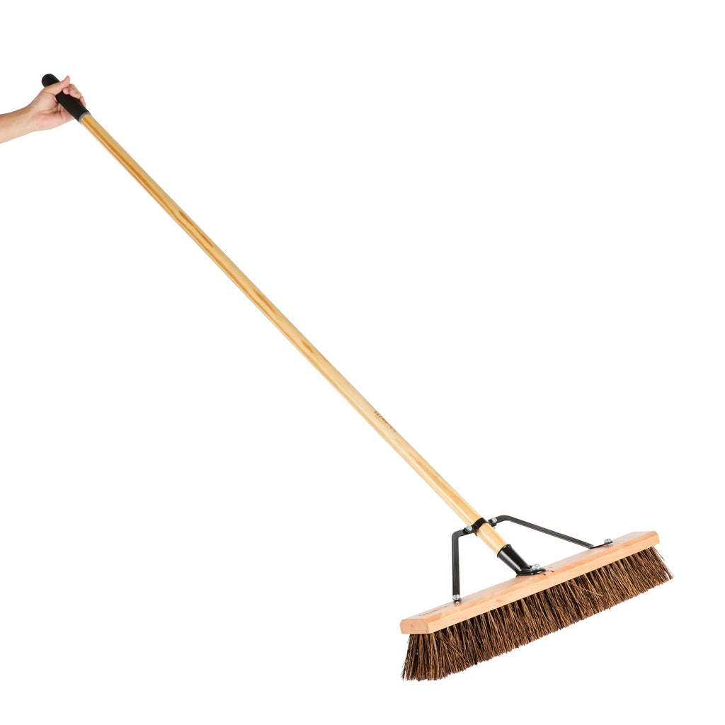 Clean Tek Professional 24" Garage / Push Broom - with Palmyra Unflagged Bristles, 60" Wood Handle - 1 count box
