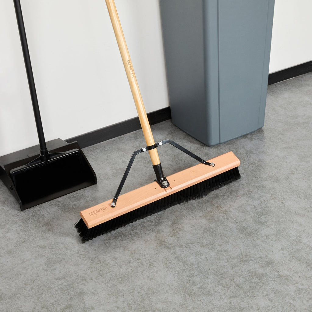 Clean Tek Professional 24" Hardwood Contractor / Push Broom Head - with Fine Flagged Bristles - 1 count box