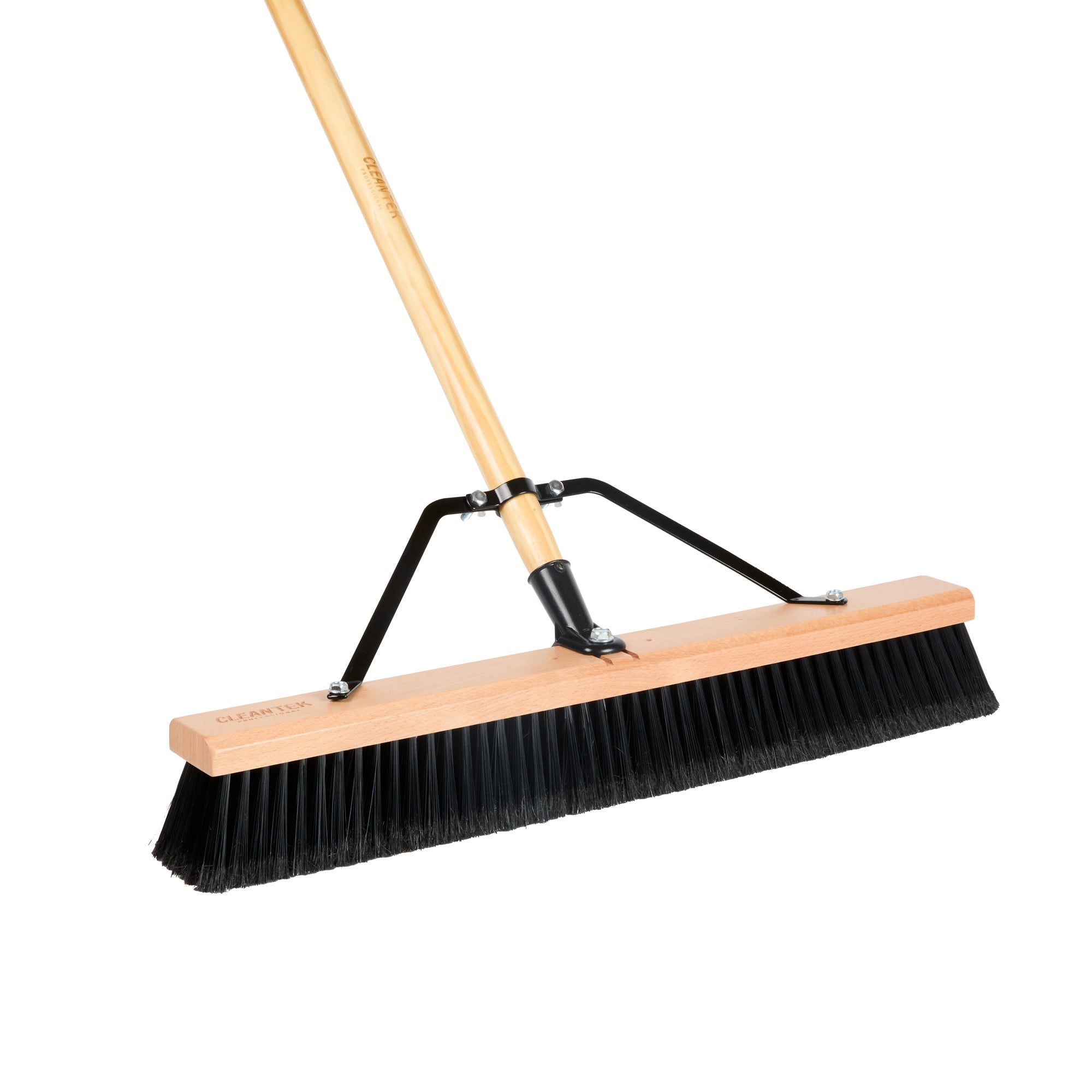 Clean Tek Professional 24" Hardwood Contractor / Push Broom Head - with Fine Flagged Bristles - 1 count box