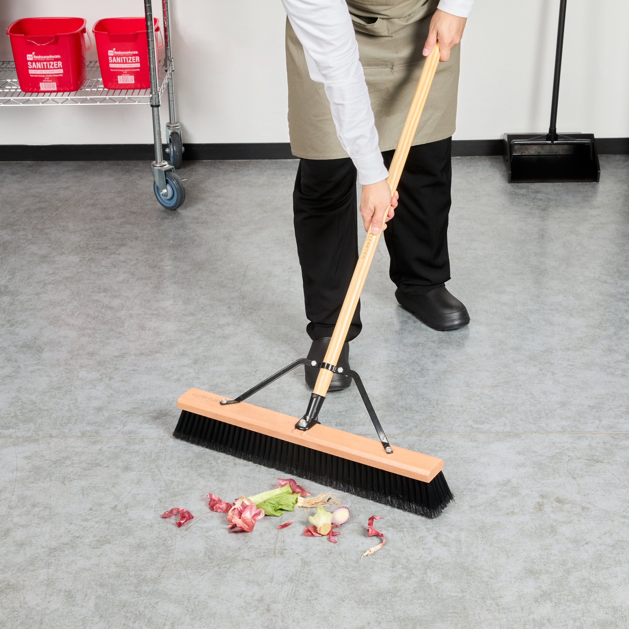Clean Tek Professional 24" Hardwood Contractor / Push Broom Head - with Fine Flagged Bristles - 1 count box