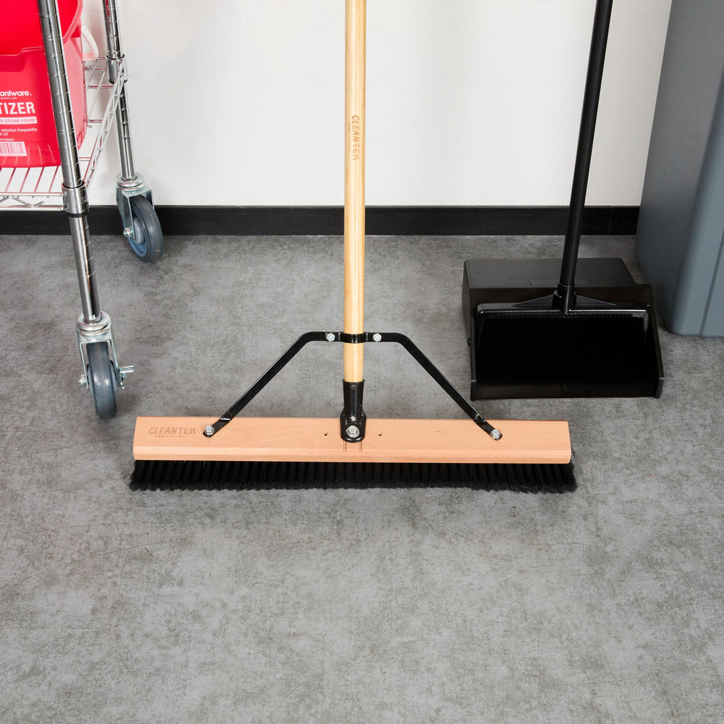 Clean Tek Professional 24" Hardwood Contractor / Push Broom Head - with Fine Flagged Bristles - 1 count box