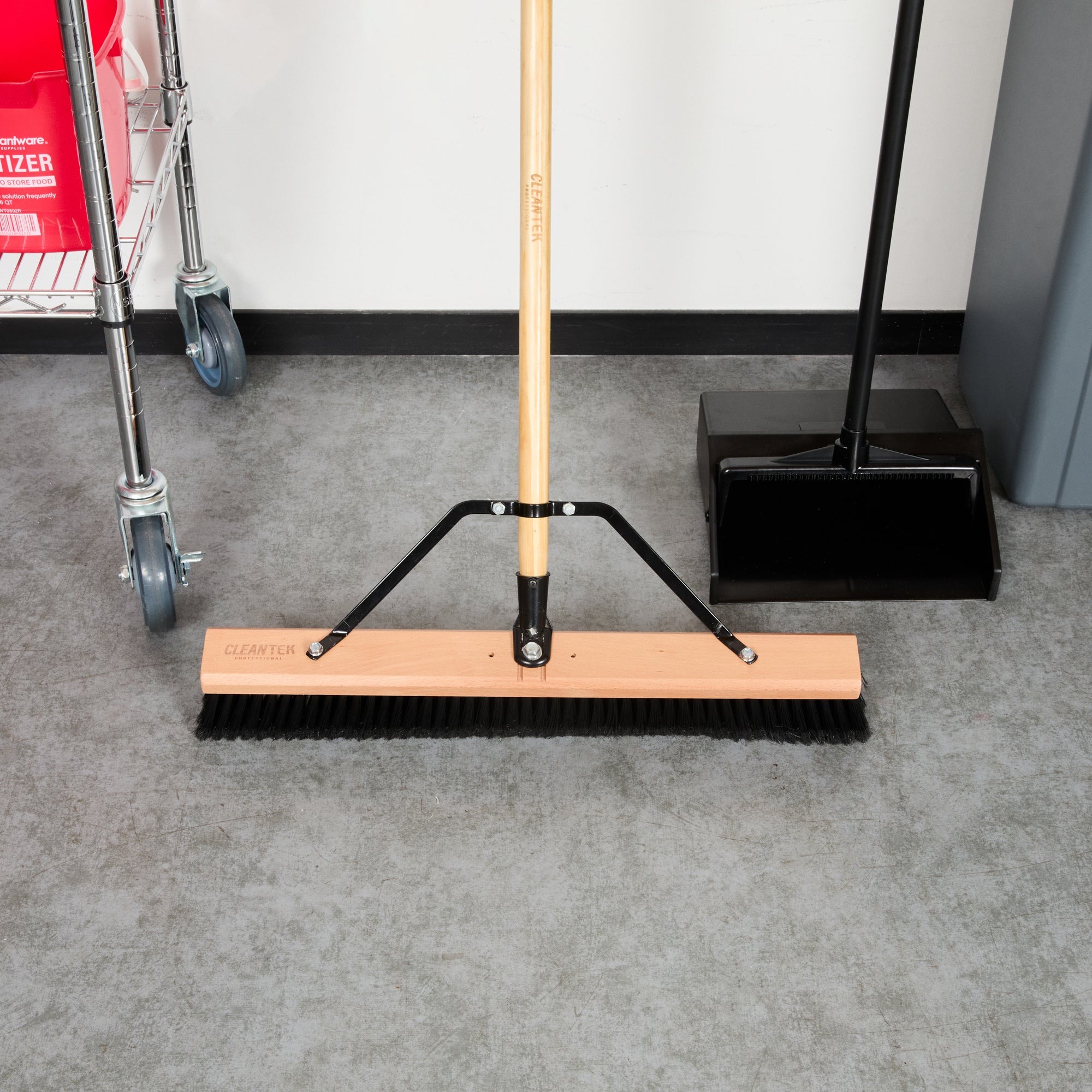 Clean Tek Professional 24" Hardwood Contractor / Push Broom Head - with Fine Flagged Bristles - 1 count box
