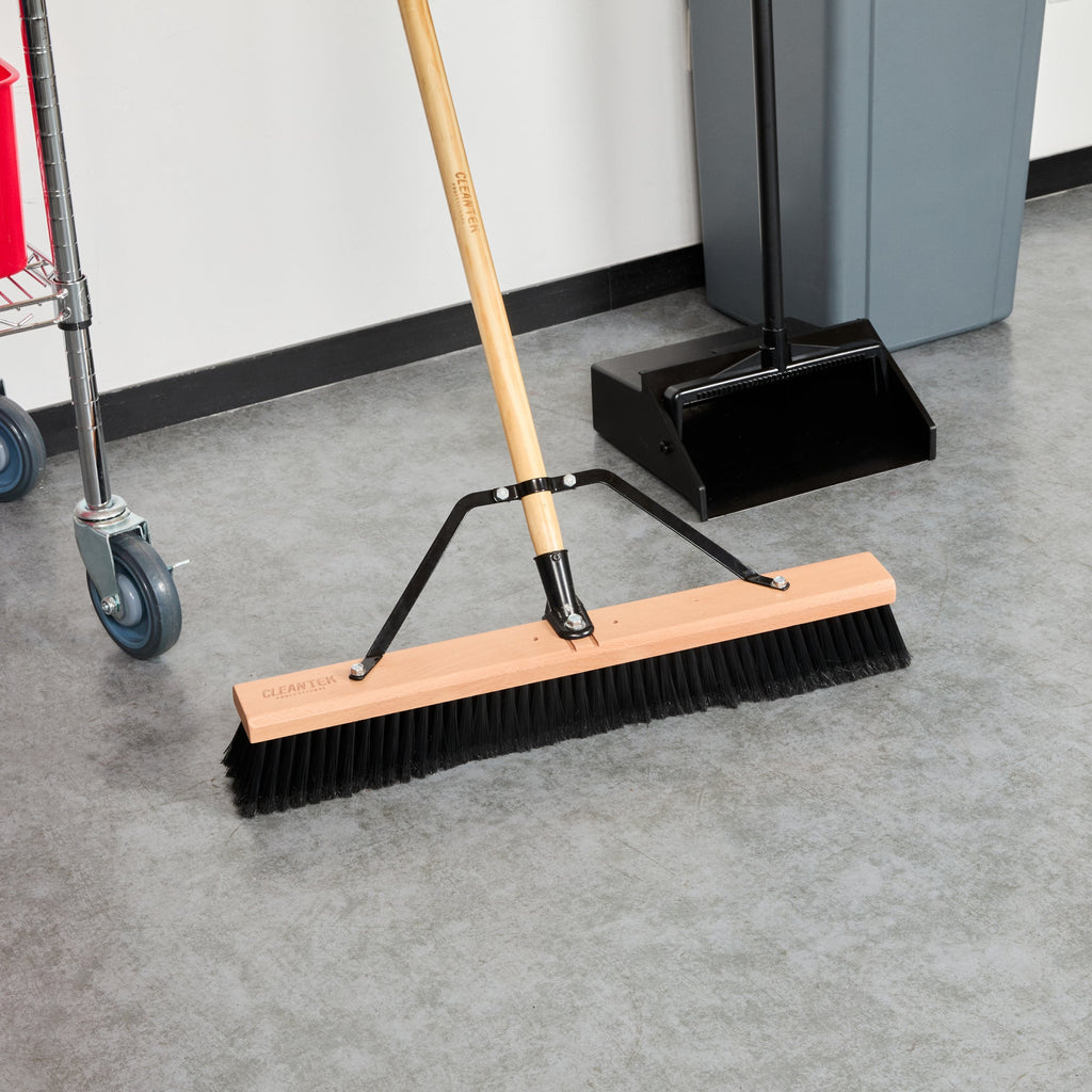 Clean Tek Professional 24" Hardwood Contractor / Push Broom Head - with Fine Flagged Bristles - 1 count box