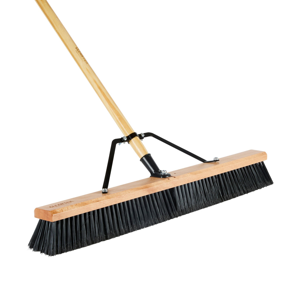 Clean Tek Professional 30" Hardwood Contractor / Push Broom Head - with Fine Flagged Bristles - 1 count box