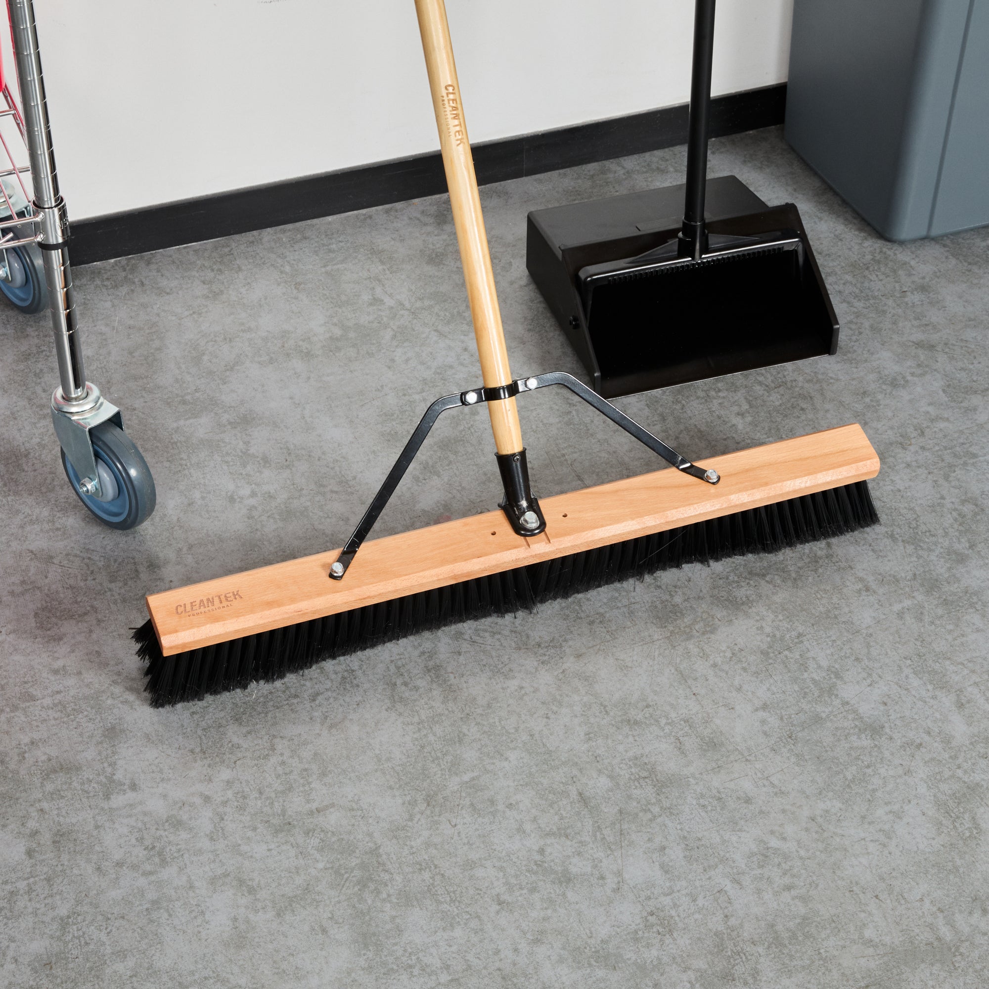 Clean Tek Professional 30" Hardwood Contractor / Push Broom Head - with Fine Flagged Bristles - 1 count box
