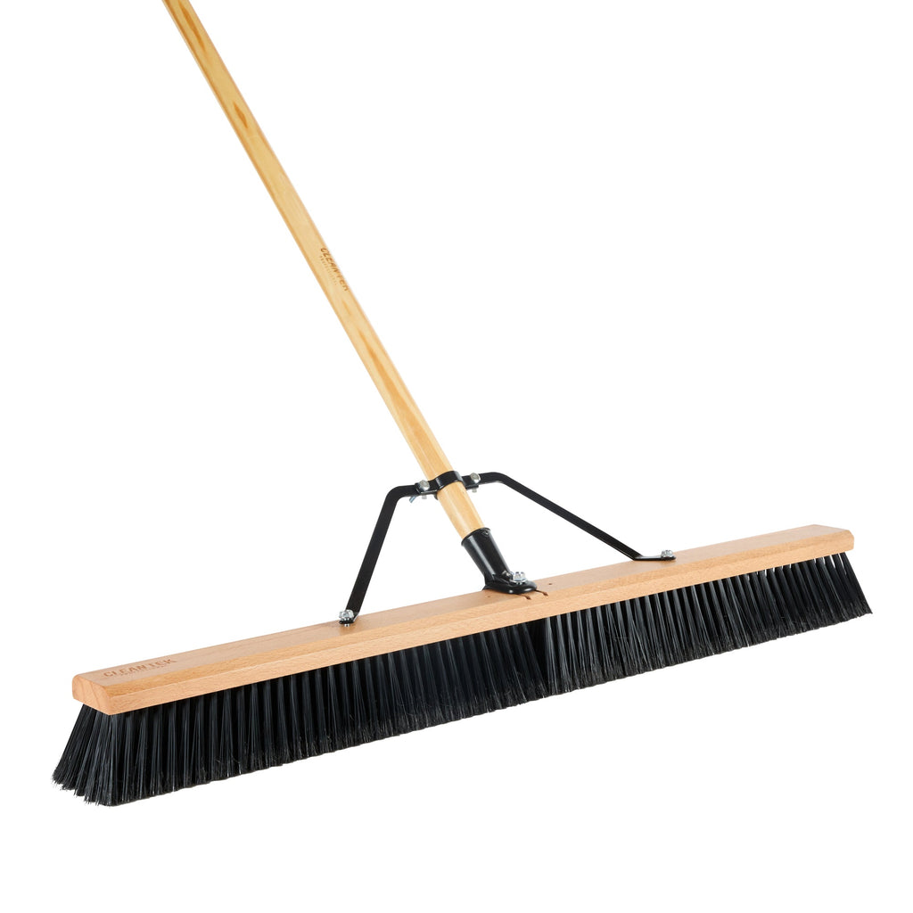 Clean Tek Professional 36" Hardwood Contractor / Push Broom Head - with Fine Flagged Bristles - 1 count box