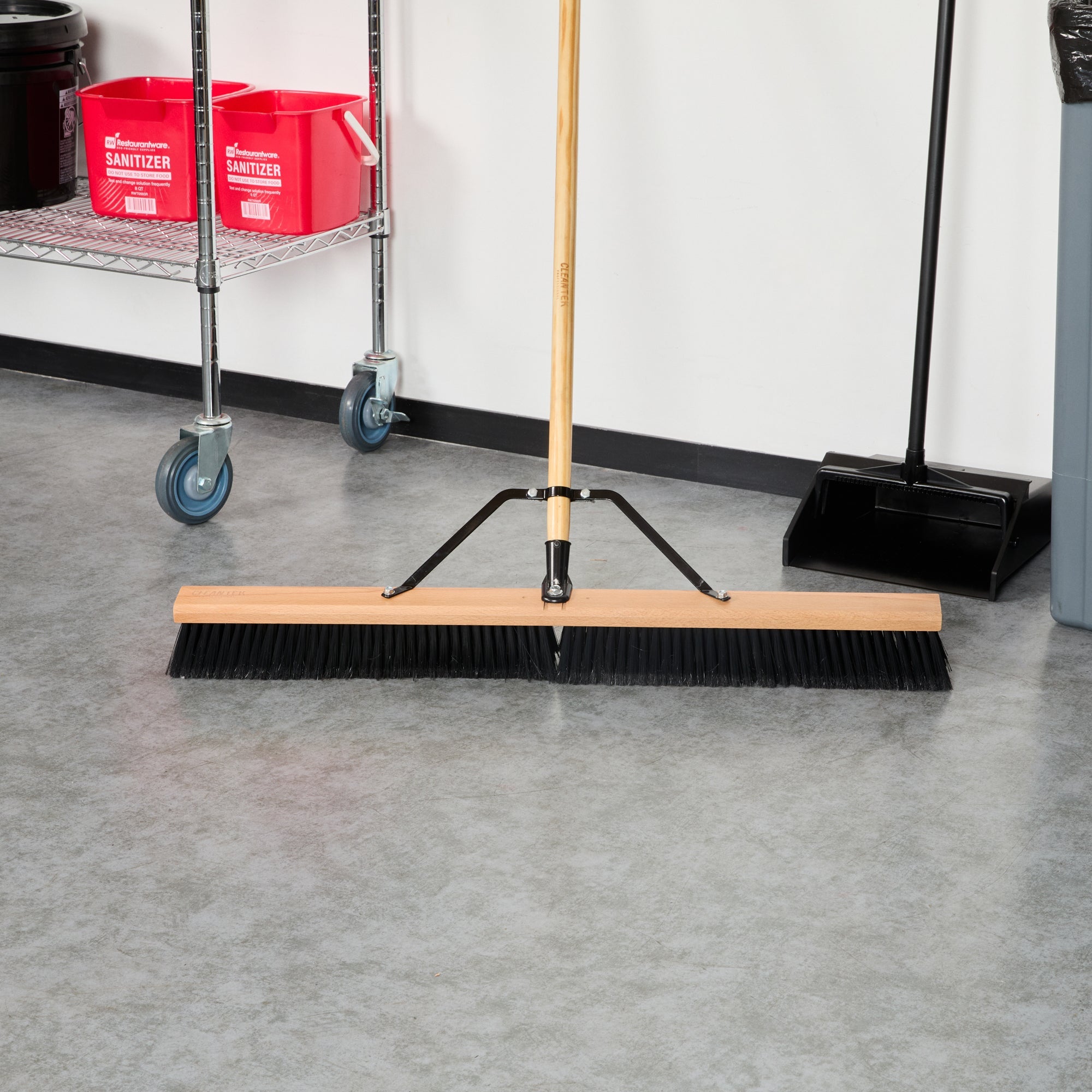 Clean Tek Professional 36" Hardwood Contractor / Push Broom Head - with Fine Flagged Bristles - 1 count box