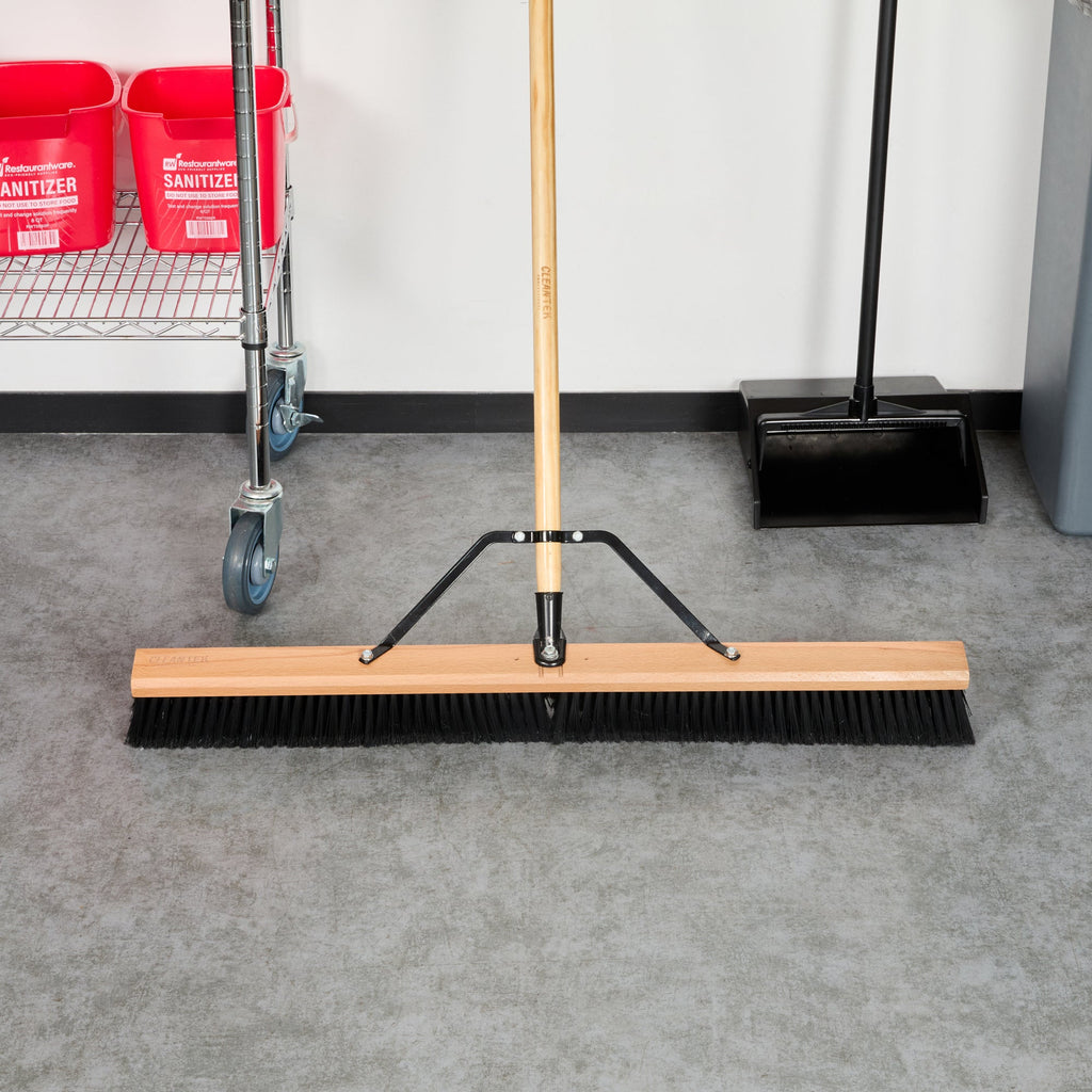 Clean Tek Professional 36" Hardwood Contractor / Push Broom Head - with Fine Flagged Bristles - 1 count box