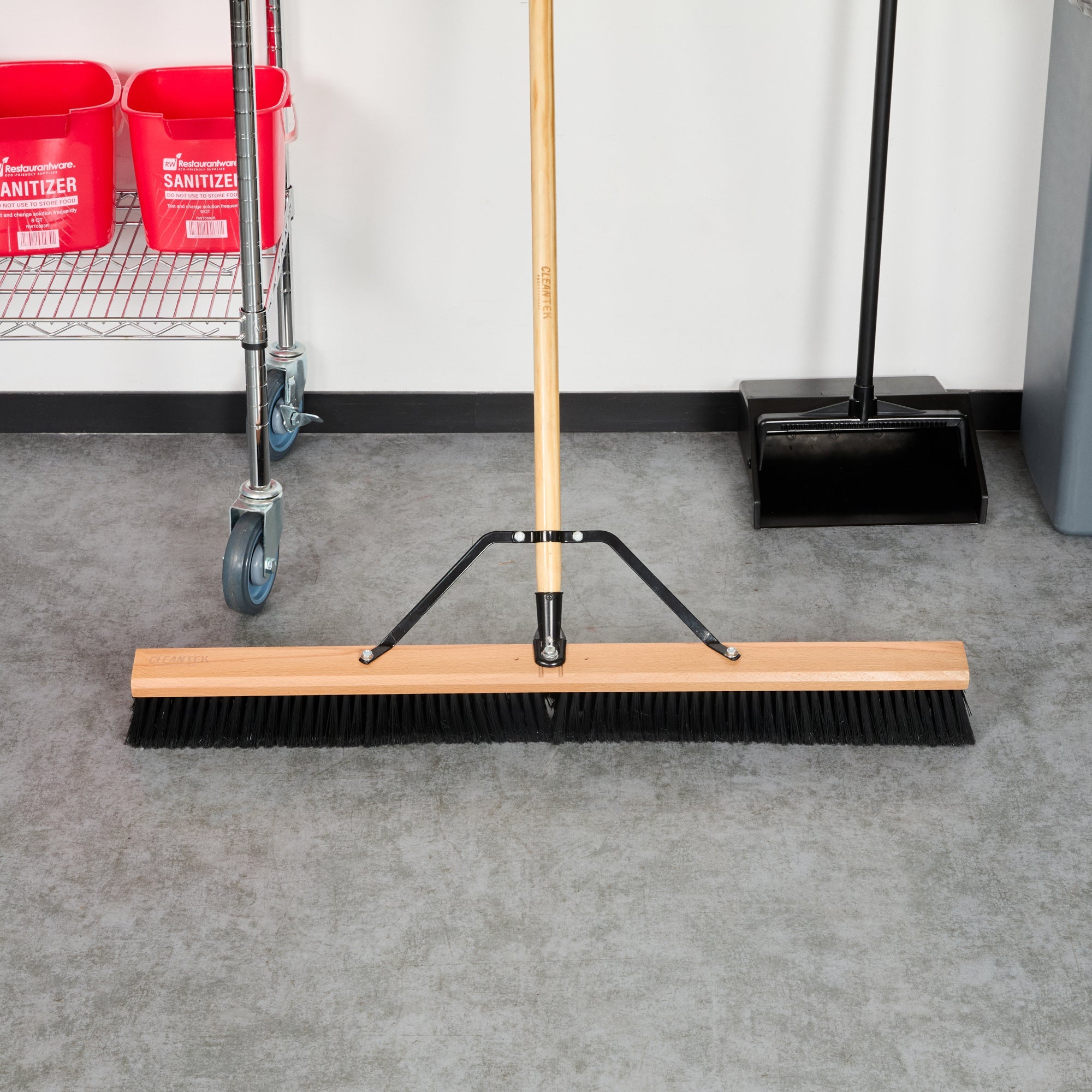 Clean Tek Professional 36" Hardwood Contractor / Push Broom Head - with Fine Flagged Bristles - 1 count box