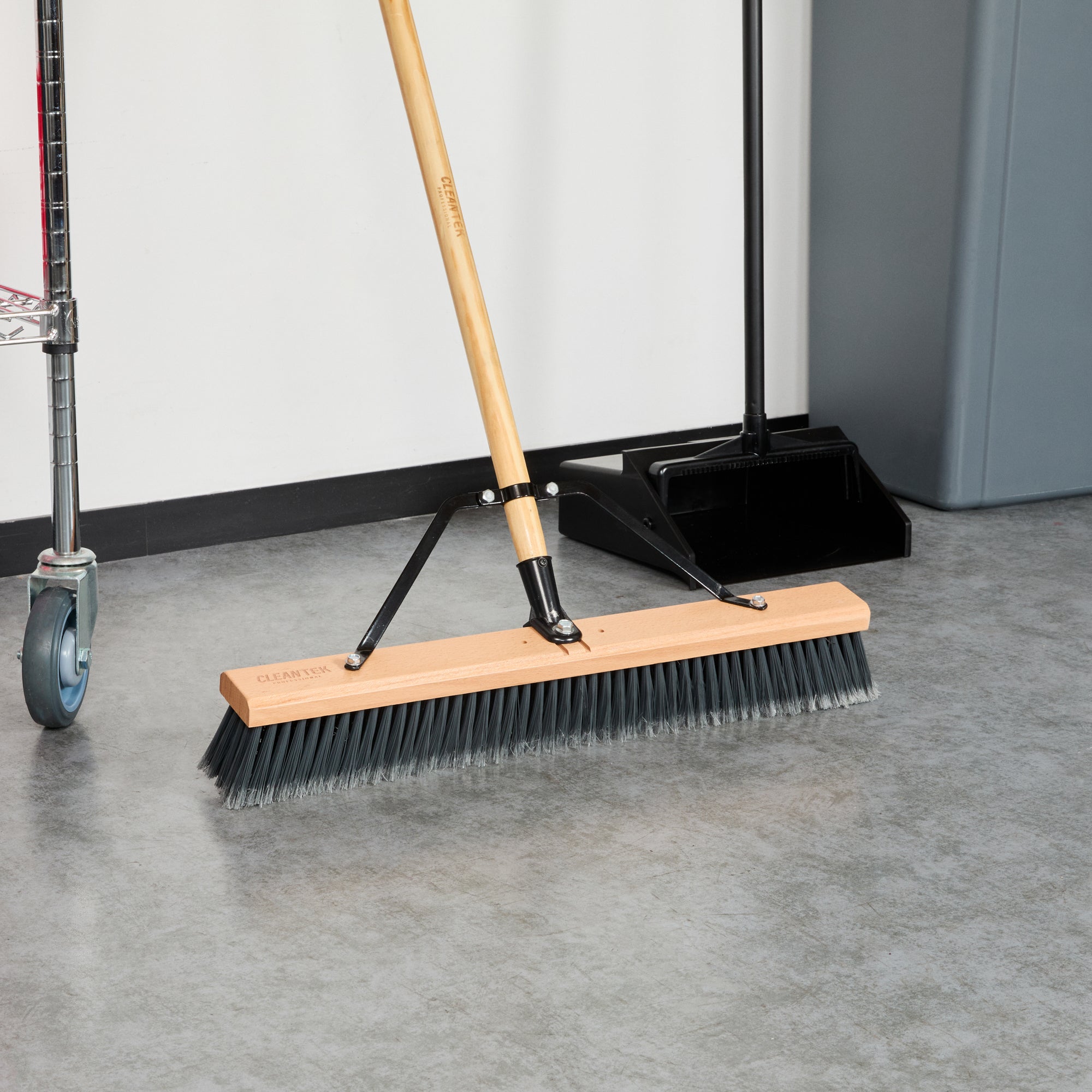 Clean Tek Professional 24" Hardwood Contractor / Push Broom Head - with Medium Flagged Bristles - 1 count box