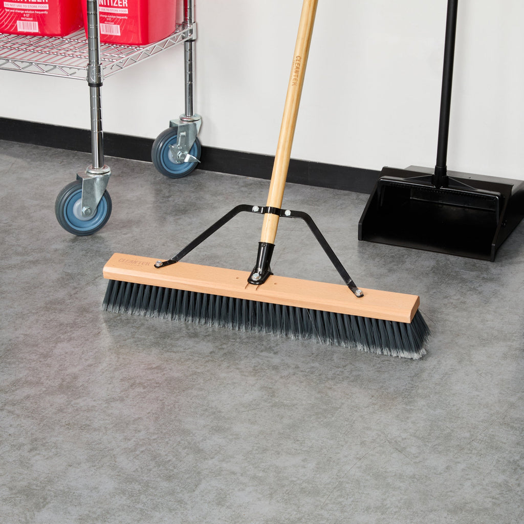 Clean Tek Professional 24" Hardwood Contractor / Push Broom Head - with Medium Flagged Bristles - 1 count box