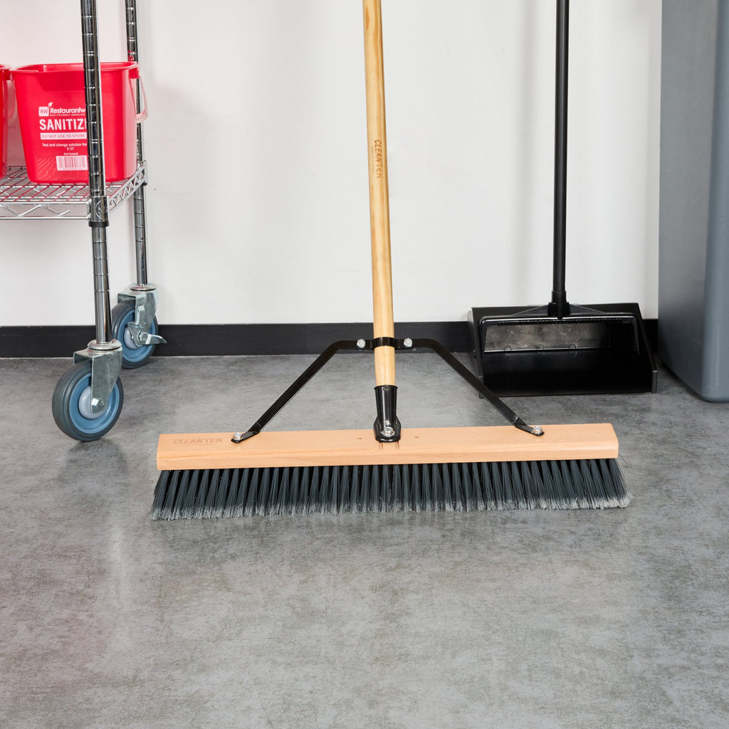 Clean Tek Professional 24" Hardwood Contractor / Push Broom Head - with Medium Flagged Bristles - 1 count box