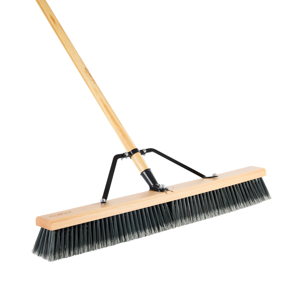 Clean Tek Professional 30" Hardwood Contractor / Push Broom Head - with Medium Flagged Bristles - 1 count box