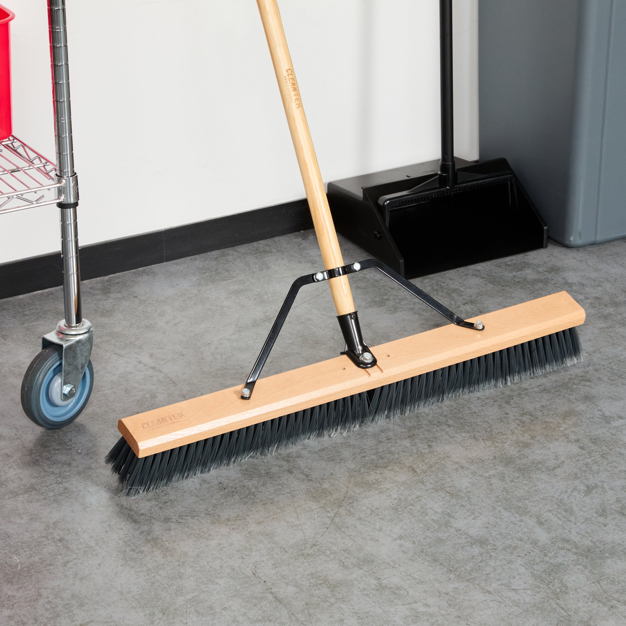Clean Tek Professional 30" Hardwood Contractor / Push Broom Head - with Medium Flagged Bristles - 1 count box