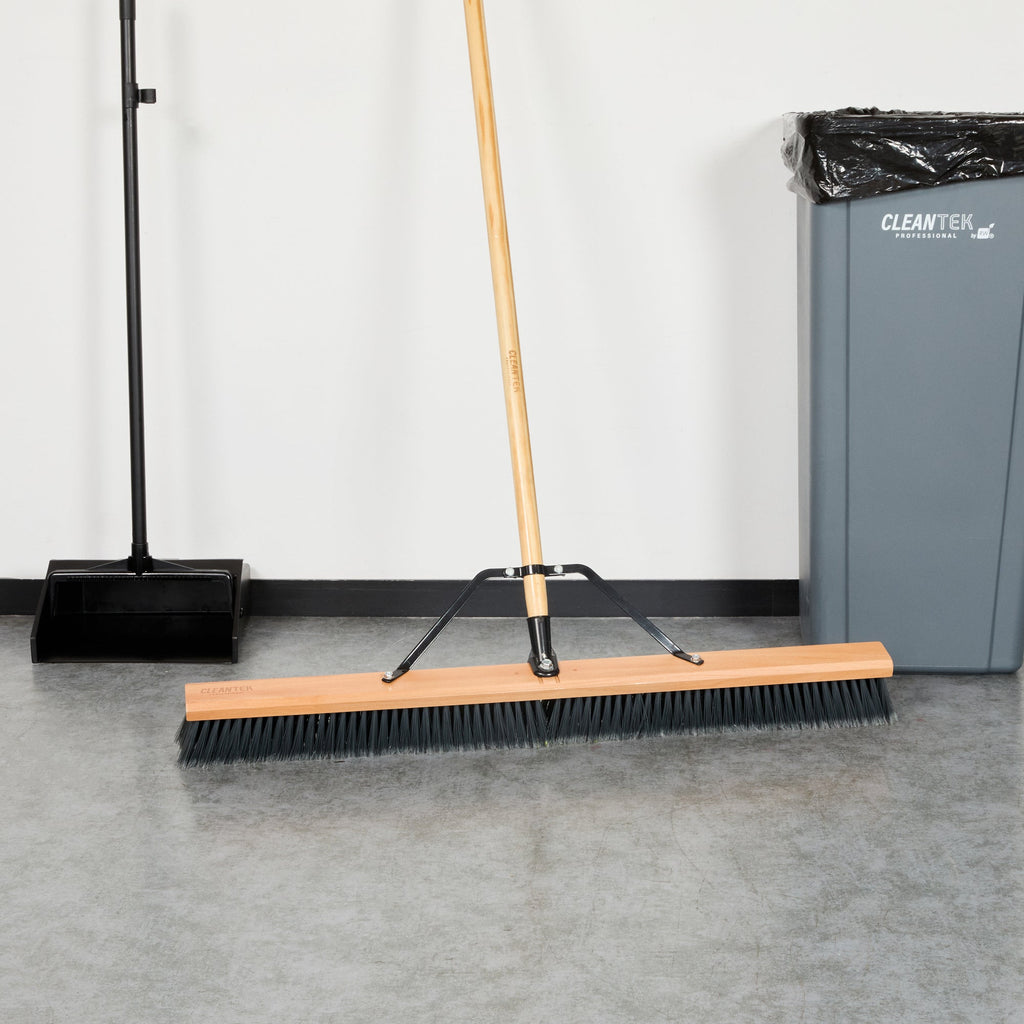 Clean Tek Professional 36" Hardwood Contractor / Push Broom Head - with Medium Flagged Bristles - 1 count box