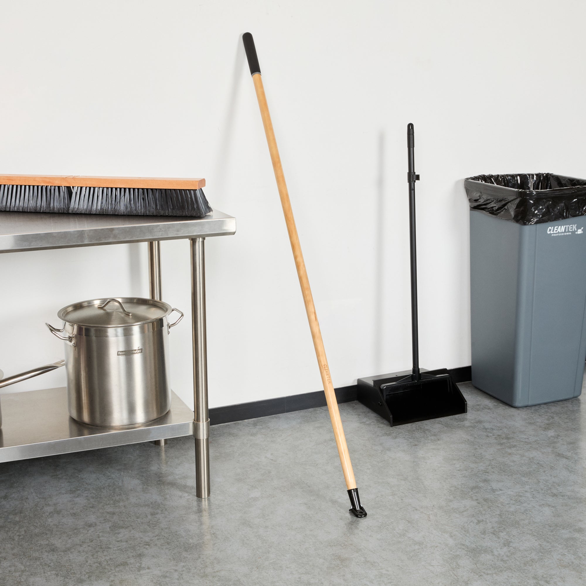 Clean Tek Professional Wood Bolt Tip Push Broom Handle - 60" - 1 count box