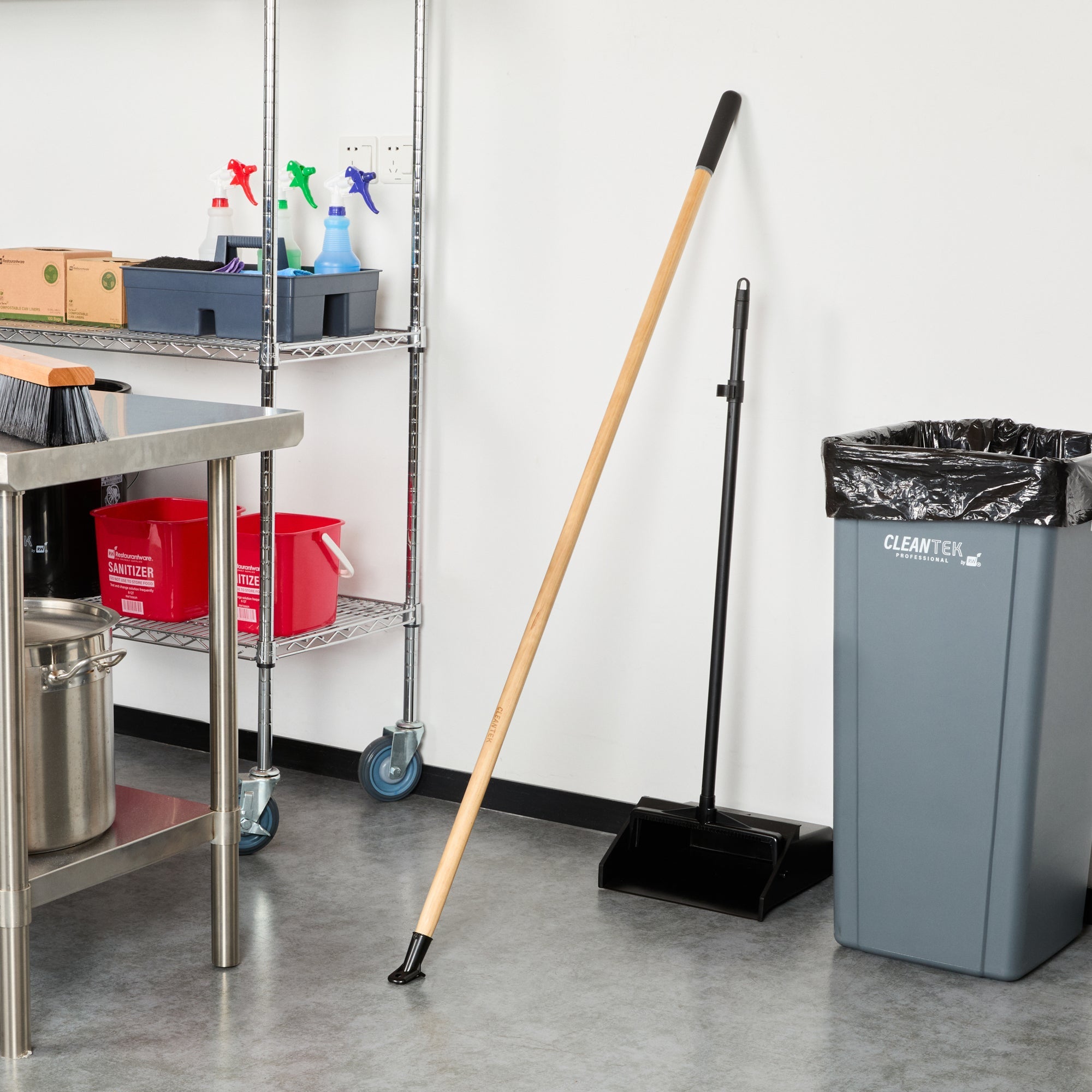 Clean Tek Professional Wood Bolt Tip Push Broom Handle - 60" - 1 count box