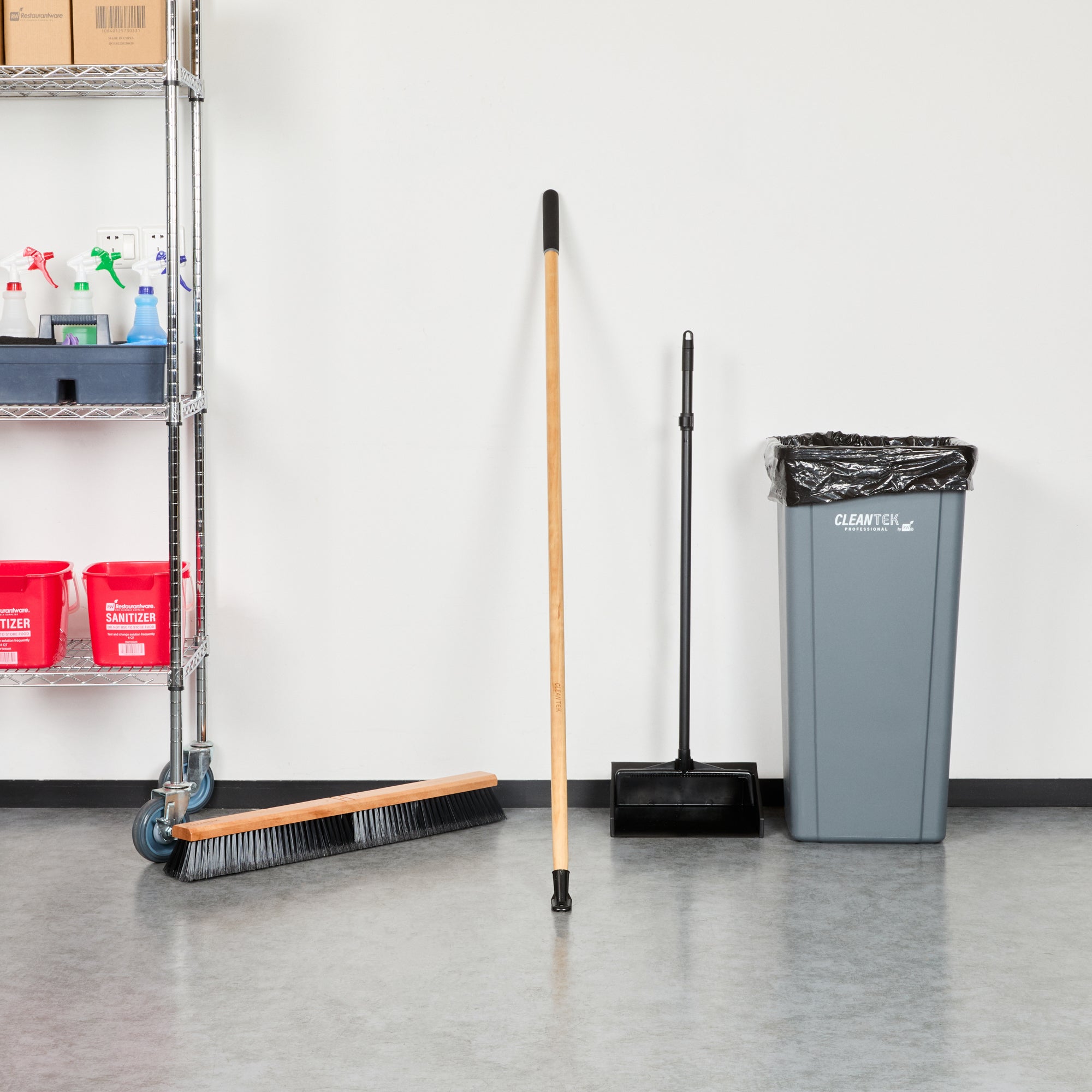 Clean Tek Professional Wood Bolt Tip Push Broom Handle - 60" - 1 count box