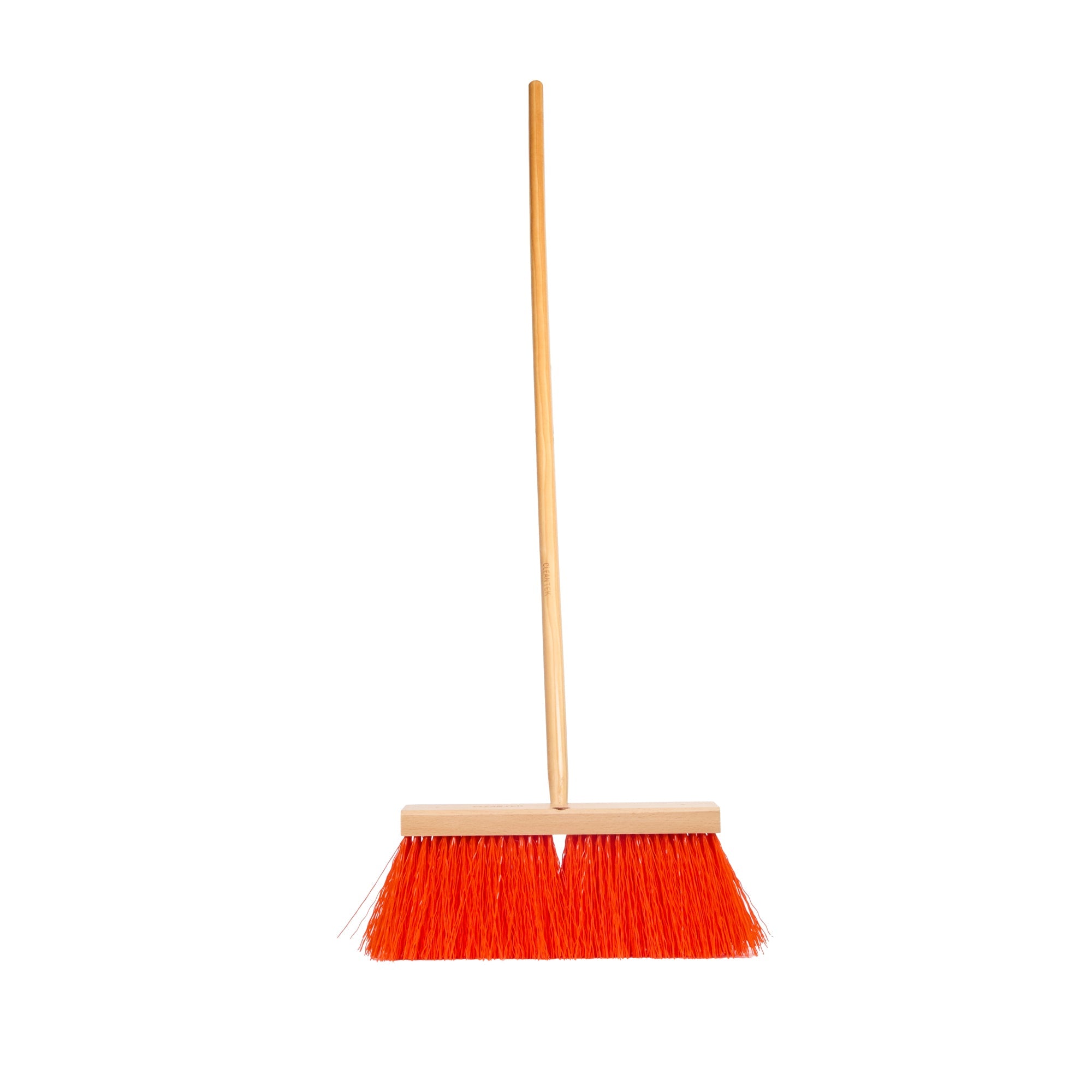 Clean Tek Professional 16" Street / Push Broom - with Heavy Unflagged Bristles, 60" Wood Handle - 1 count box