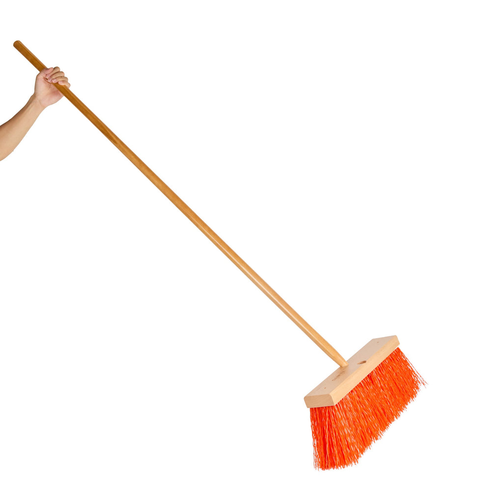 Clean Tek Professional 16" Street / Push Broom - with Heavy Unflagged Bristles, 60" Wood Handle - 1 count box
