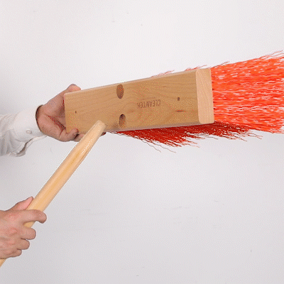 Clean Tek Professional 16" Street / Push Broom - with Heavy Unflagged Bristles, 60" Wood Handle - 1 count box