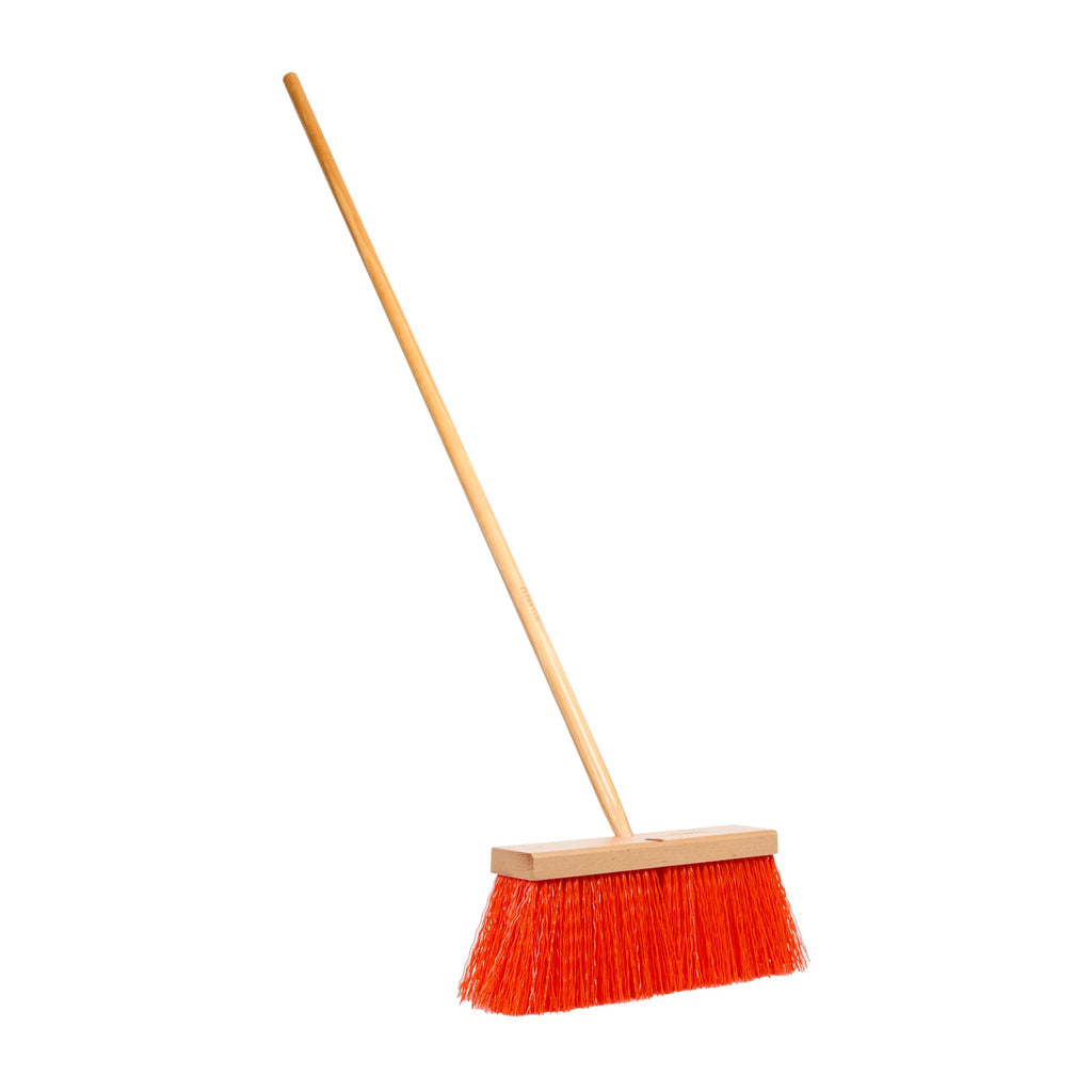 Clean Tek Professional 16" Street / Push Broom - with Heavy Unflagged Bristles, 60" Wood Handle - 1 count box