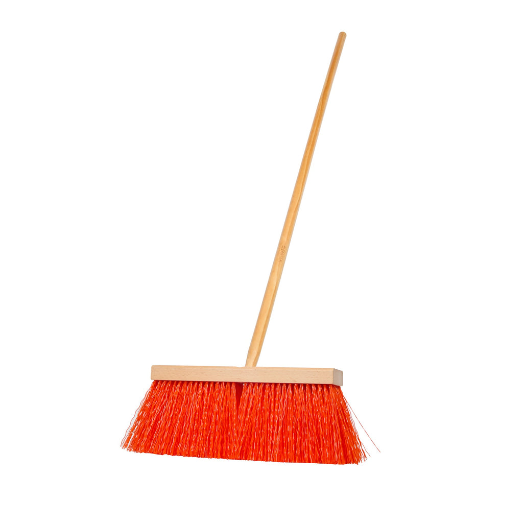 Clean Tek Professional 16" Street / Push Broom - with Heavy Unflagged Bristles, 60" Wood Handle - 1 count box