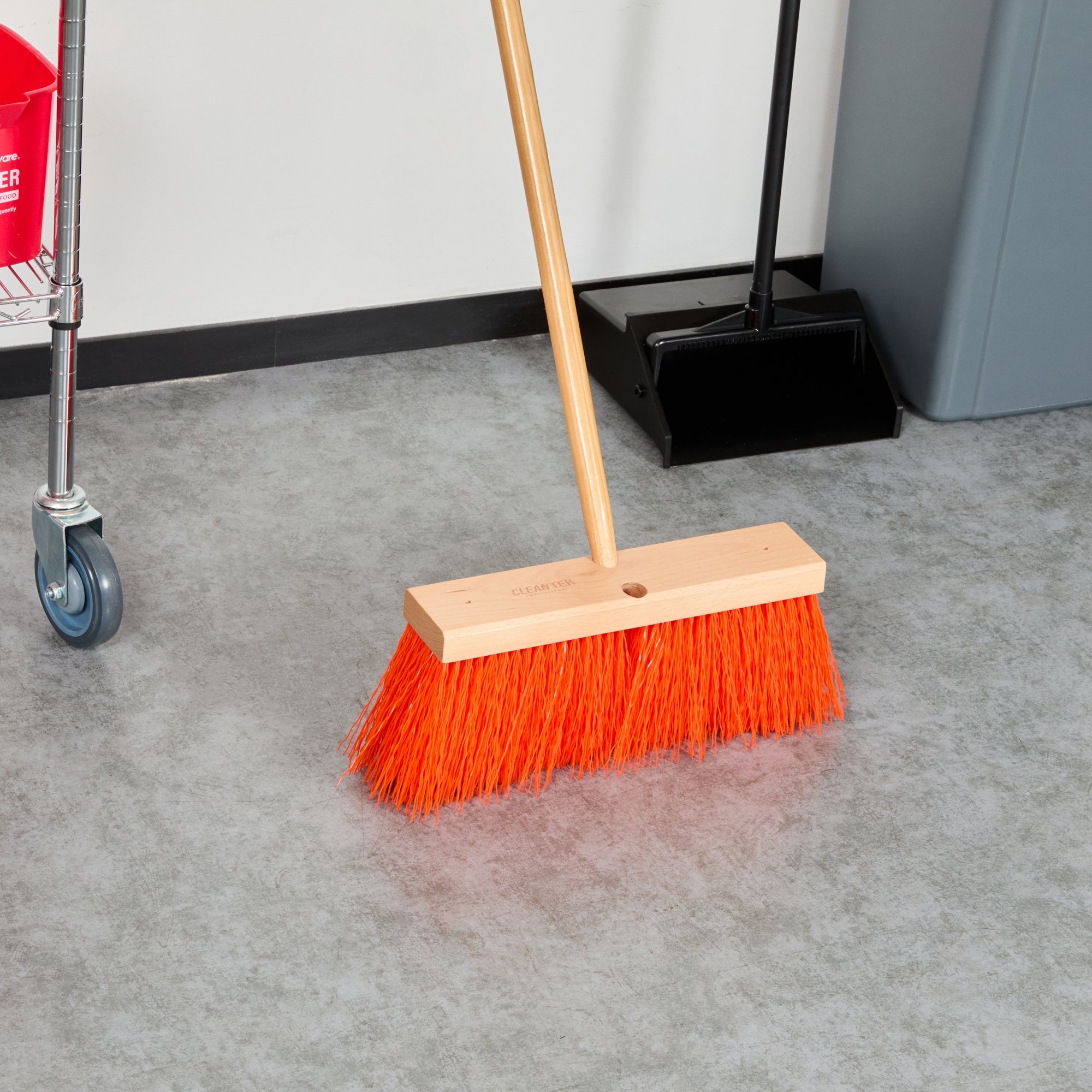 Clean Tek Professional 16" Hardwood Street / Push Broom Head - with Heavy Unflagged Bristles - 1 count box