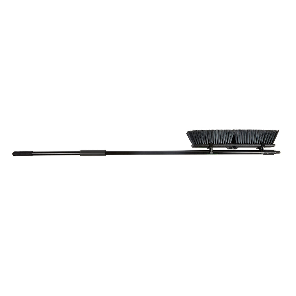 Clean Tek Professional 17 1/4" Black Plastic Push Broom - with Fine Flagged Bristles, 59" Steel Handle - 1 count box